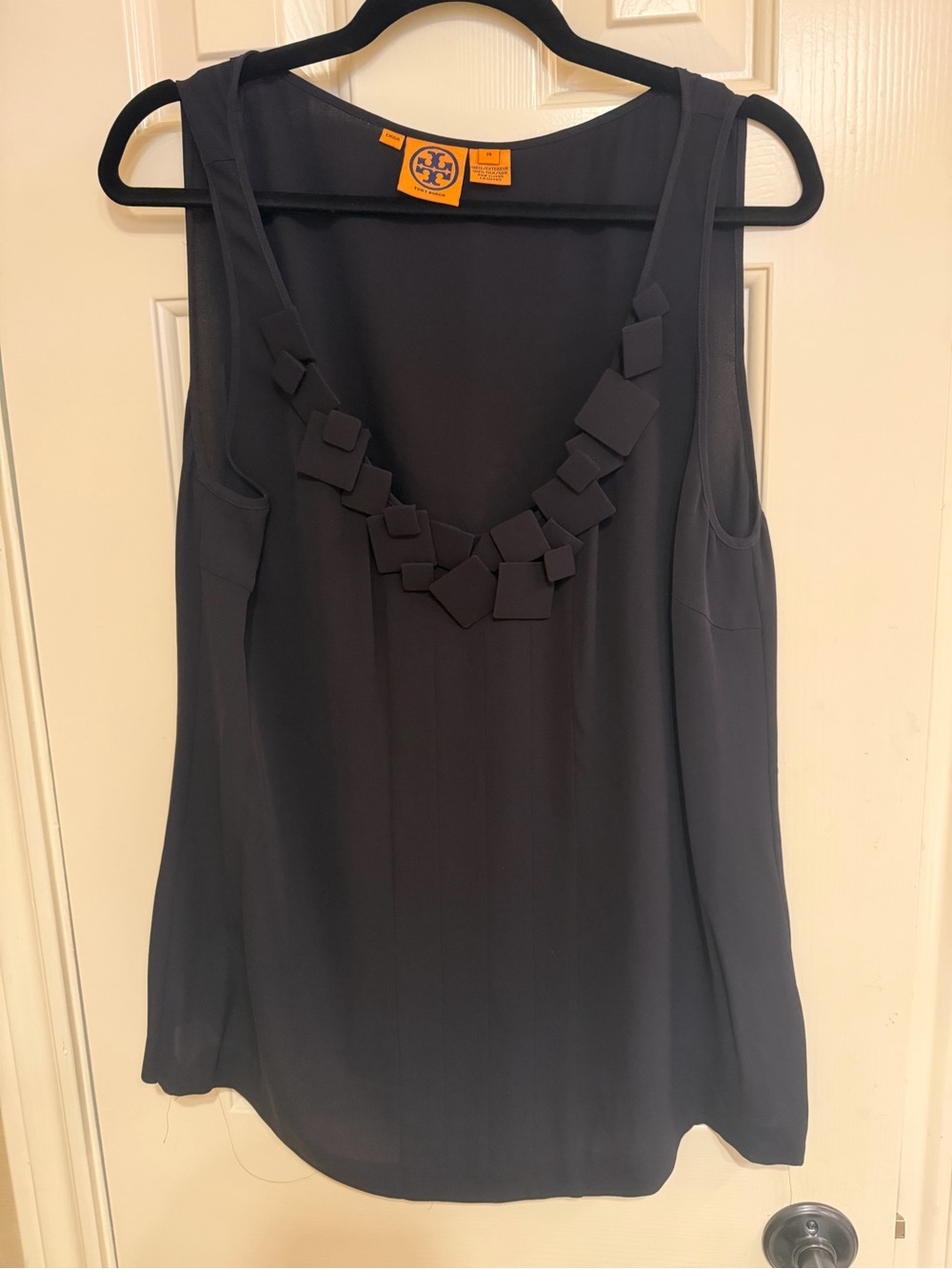 Tory Burch Black Embellished Sleeveless Blouse
